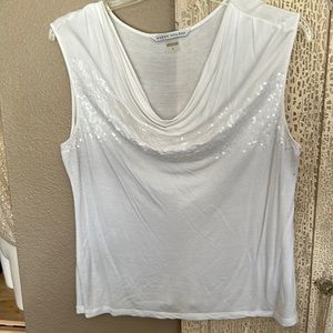 White sequin sleeveless blouse